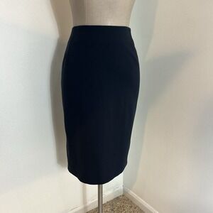 Akris Punto‎ Zip Back Pencil Skirt Adjustable Zip Slit Blue Stretch Size 10 $398